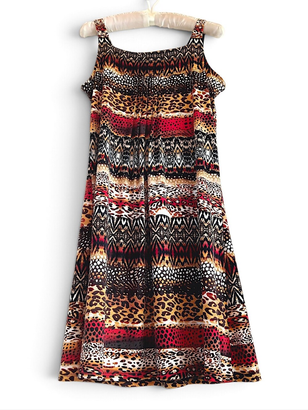 Animal Print Mini Dress in Red, Black, Tan Cheetah Leopard Tribal Fun Colorful